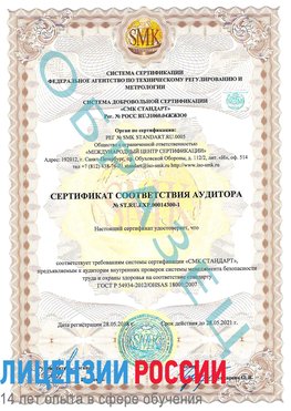 Образец сертификата соответствия аудитора №ST.RU.EXP.00014300-1 Сухой Лог Сертификат OHSAS 18001